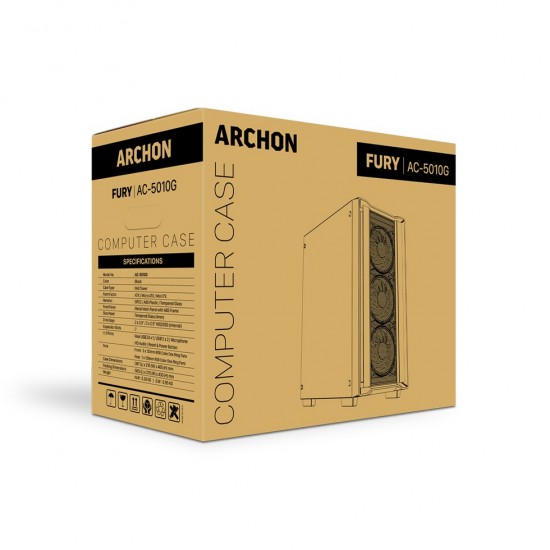 Archon FURY Mesh Panel Pro GAMING Oyuncu Kasası (4x120mm Fan)