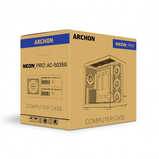 Archon NEON_PRO GAMING Oyuncu Kasası (7x120mm ARGB Fan) - Beyaz
